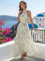Robestyle robe longue fleurie à col licou femme élégante de style bohème imprimé floral été