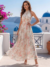 Robestyle robe longue fleurie à col licou femme élégante de style bohème imprimé floral été